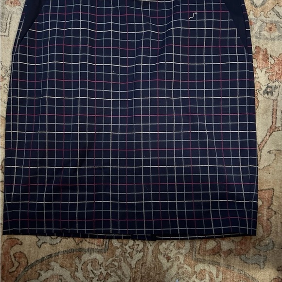 Tommy Hilfiger Navy and Pink Grid Pencil Skirt - Picture 1 of 4
